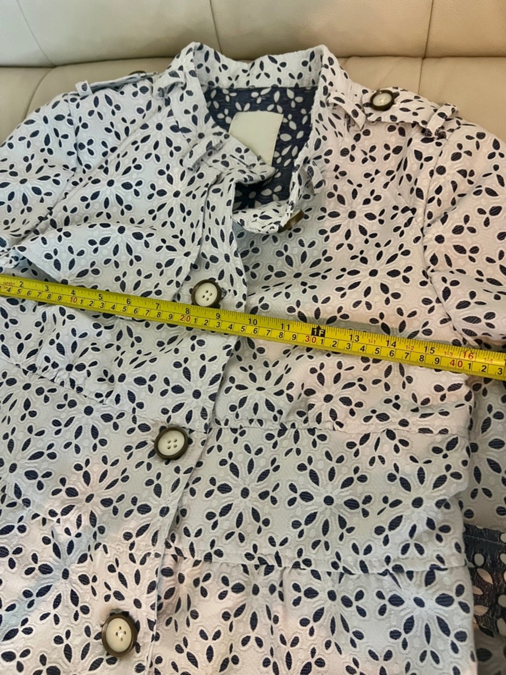 Elevenses White Floral Jean Jacket with Blue eyelet - Picture 15 of 16